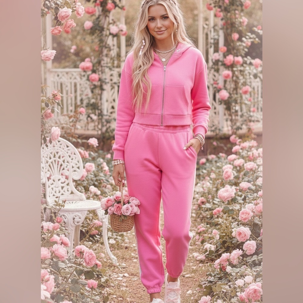 Katie J NYC Vibrant Pink Kids Joggers Dylan Sweatpants size xs 🩷